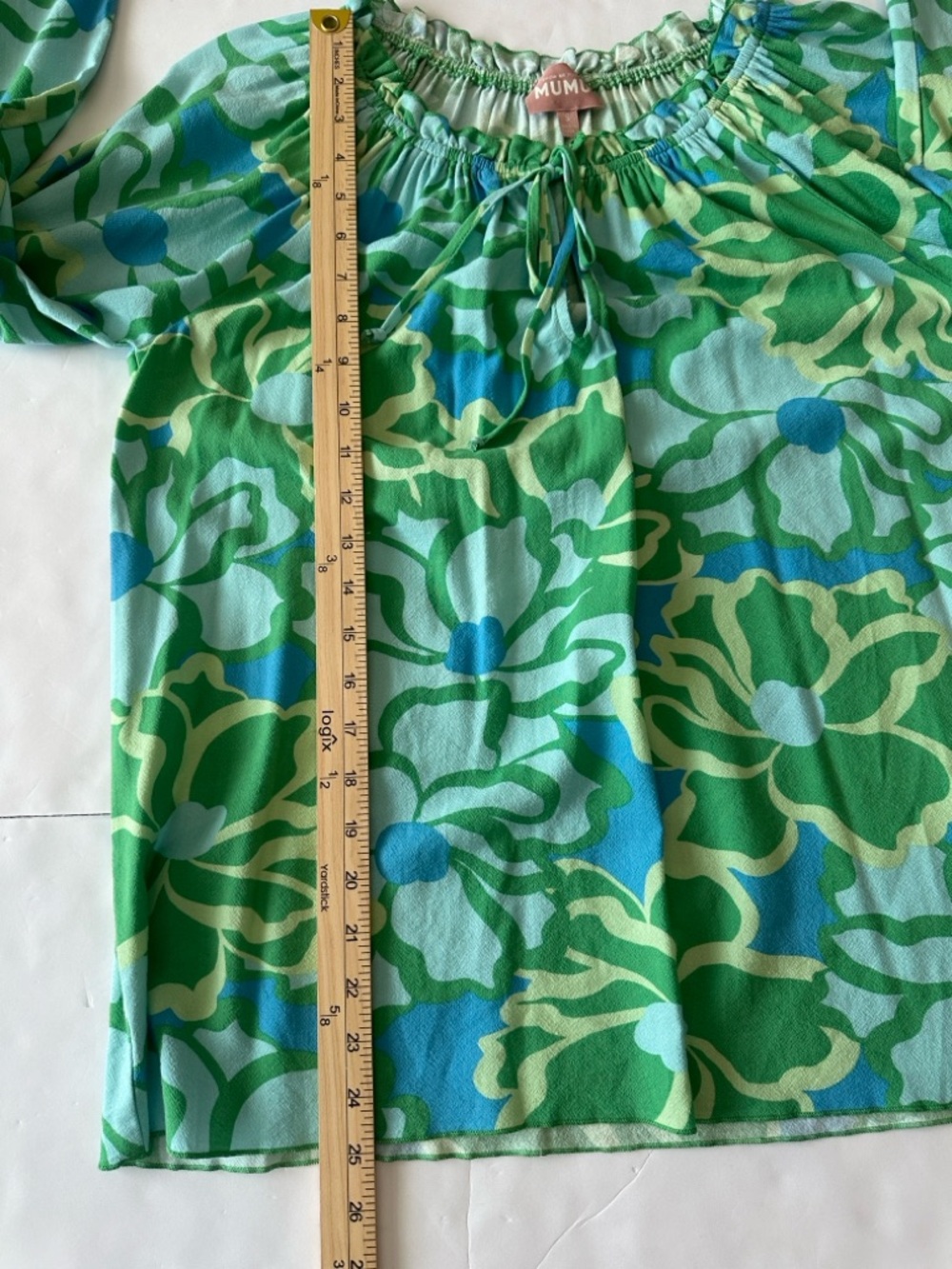 Show Me Your Mumu Small Margo Tunic in vibrant "Abstract Poppy Multi" green/blu - Picture 8 of 11